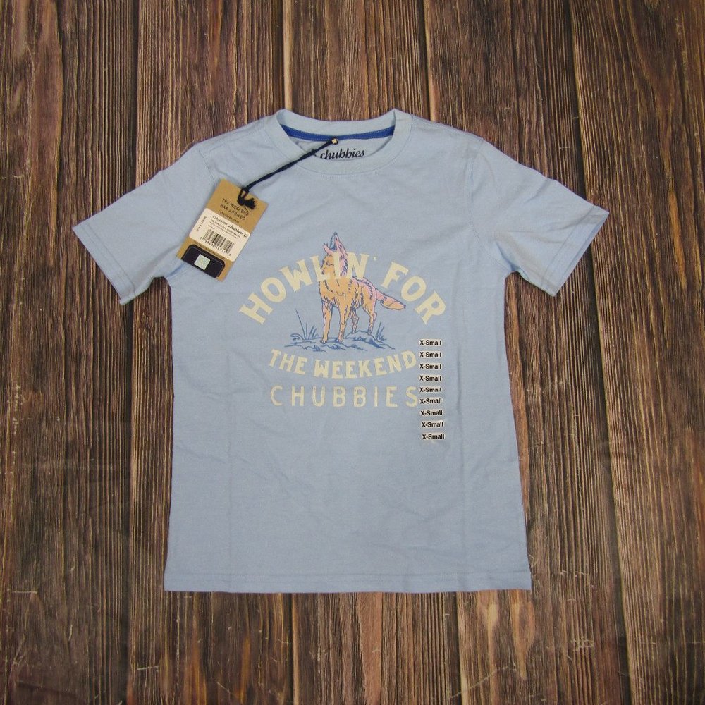 Chubbies NEW NWT Youth XS Short Sleeve Tee T Shirt Blue Howling For The Weekend